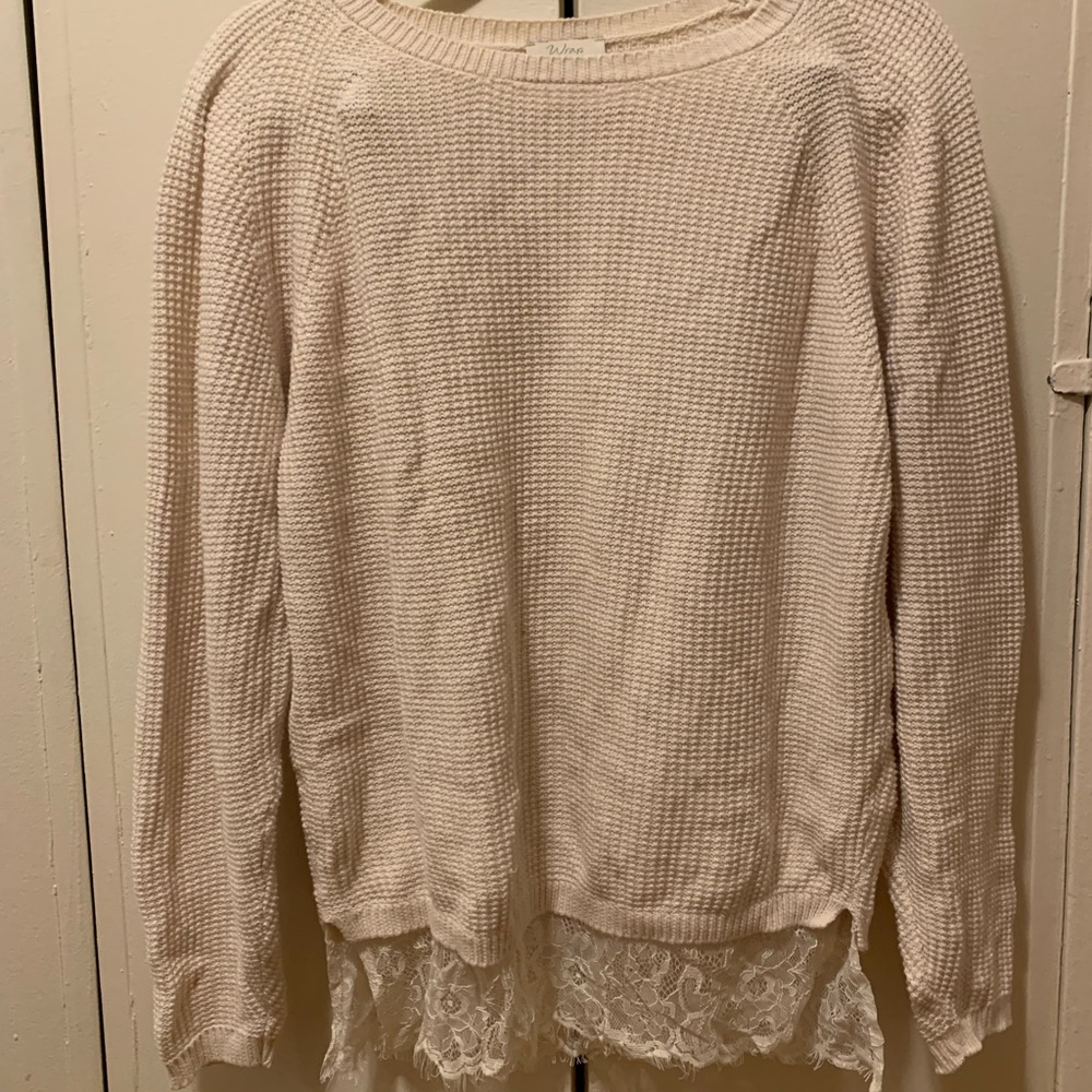 Cream Knit Pullover Sweater by Wrap
